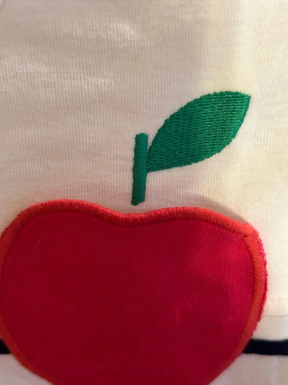 Gymboree Girls 12 White Striped Apple Pocket Long Sleeve Top Head of the Class